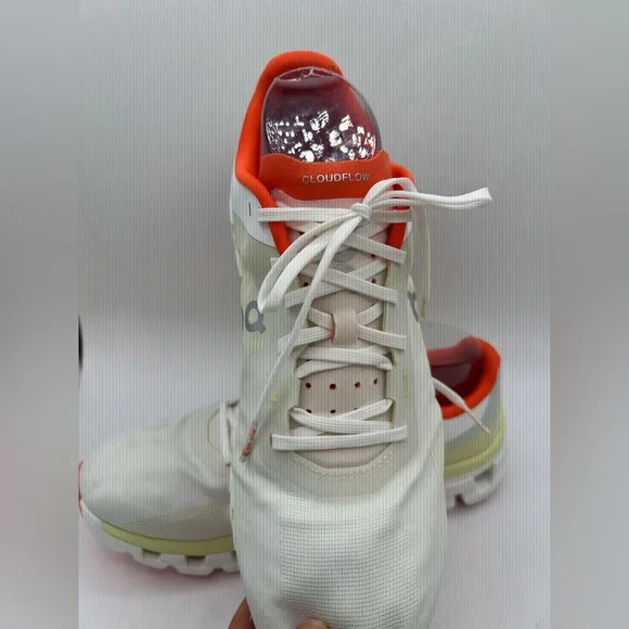 ON Cloud Women’s 11 Cloudflow 4 White Hay Orange  Running Sneaker Tennis Shoes - Picture 6 of 12